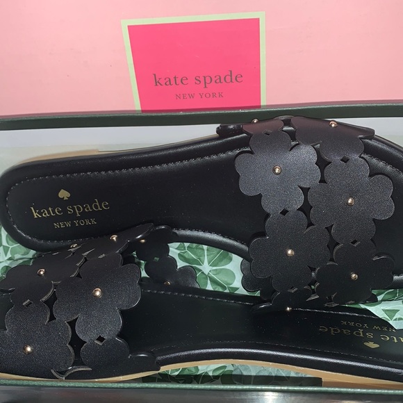 ♠️kate spade Daisy Field Sandals, Black NIB - Picture 5 of 9
